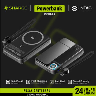 SHARGE Powerbank Magsafe ICEMAG 3 Active Cooling 10000mAh Qi2.2 25W Fast Charging 35W for iPhone Samsung Android