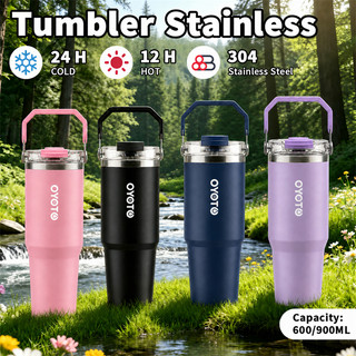 Tumbler Gelas Termos Tumbler Stainless Portable Bottle Dua Lapisan Insulasi Kapasitas 900ml  With Handle Travel