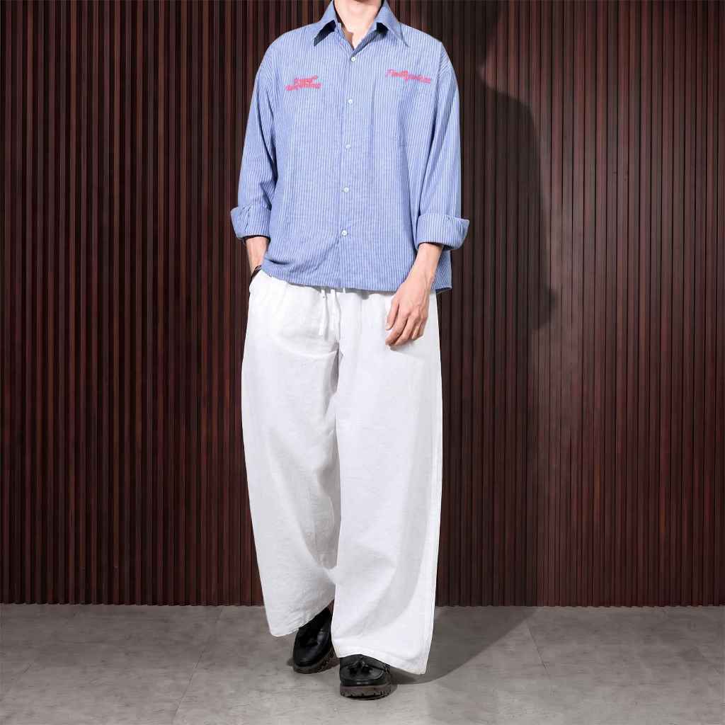 KEMEJA OVERSIZE STRIPED LONGSLEEVE SHIRT / OVERSIZE STRIPED LONG SLEEVE SHIRT สําหรับผู้ชาย