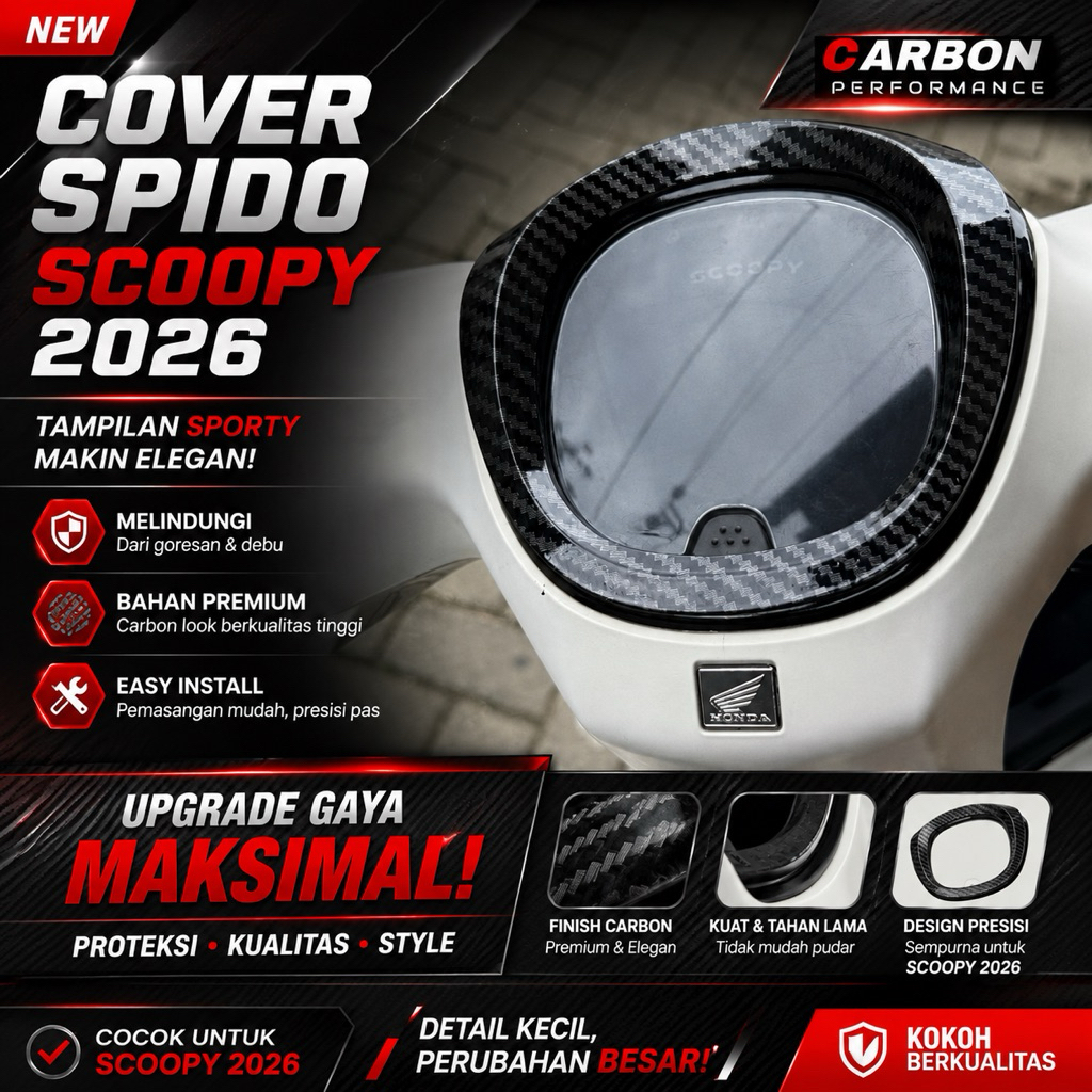CARBON SPEEDOMETER GARNISH SCOOPY GEN 6 ปี 2025 - 2026 LAST SCOOPY PRESTIGE SPIDO VARIATION
