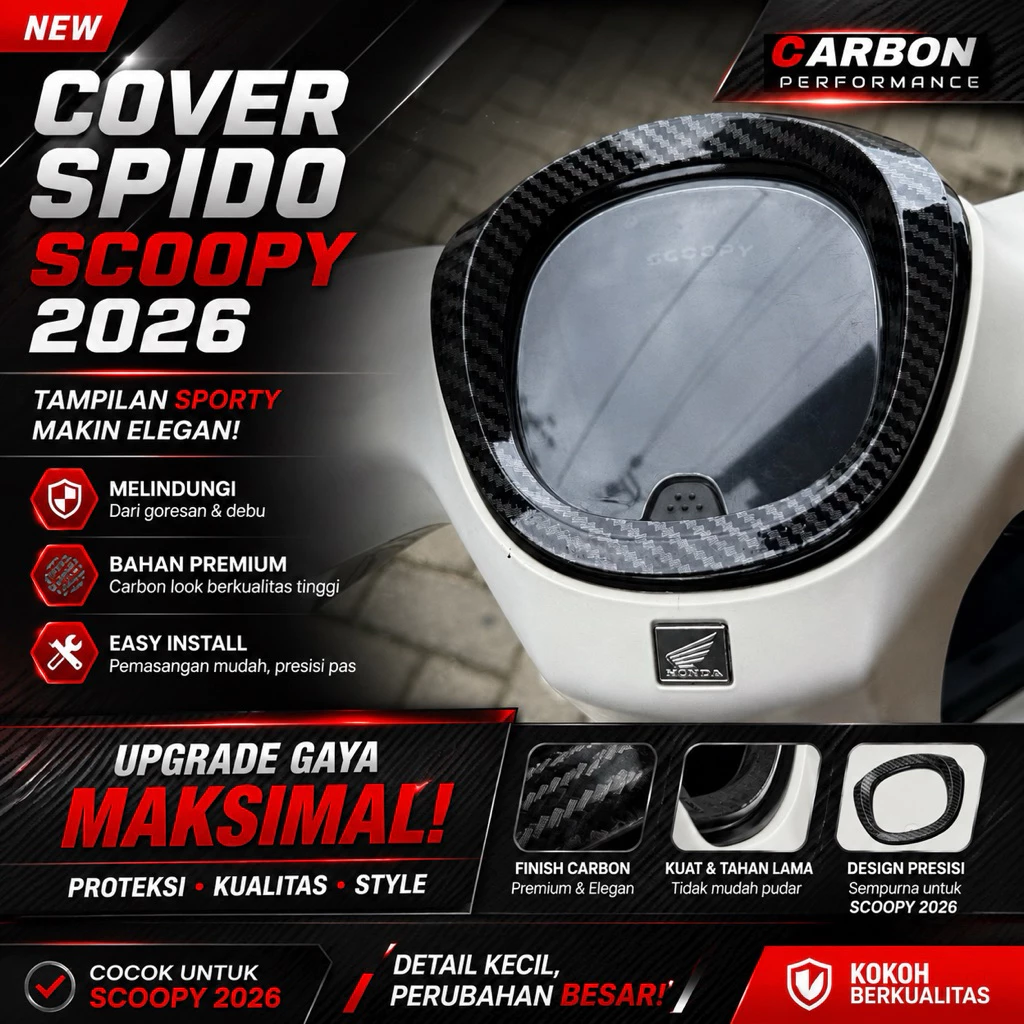 CARBON SPEEDOMETER GARNISH SCOOPY GEN 6 ปี 2025 - 2026 LAST SCOOPY PRESTIGE SPIDO VARIATION