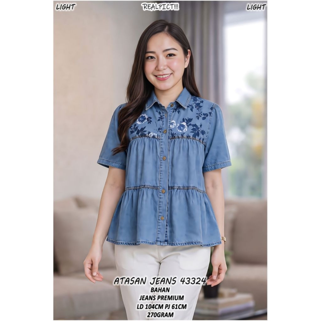 KEMEJA เสื้อยีนส์ผู้หญิง/เสื้อยีนส์ปักลายสไตล์เกาหลี/เสื้อยีนส์ยั่วๆ~43224