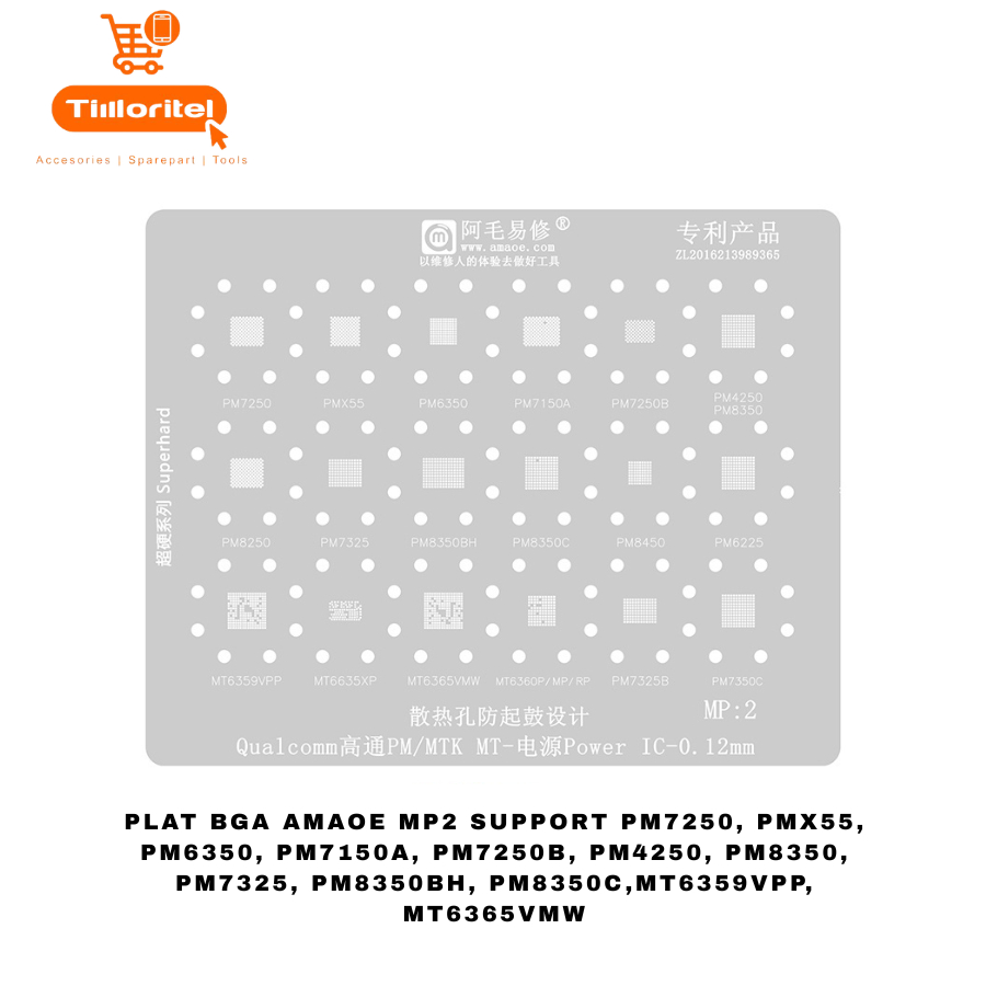 AMAOE MP2 BGA PLATE SUPPORT PM7250, PMX55, PM6350, PM7150A, PM7250B, PM4250, PM8350, PM7325, PM8PP35