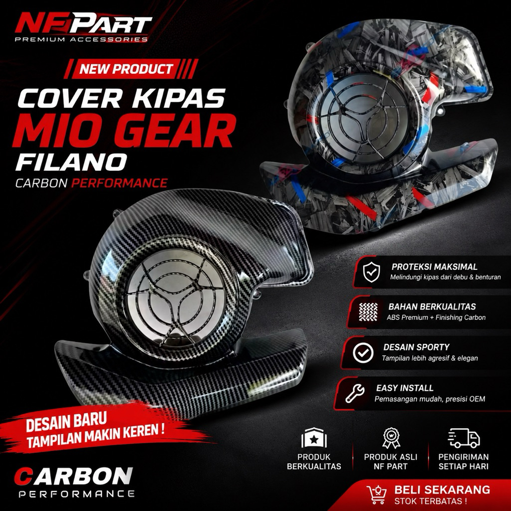 MIO GEAR CARBON FAN FILANO FAZZIO grand filano พัดลมคาร์บอน fazzio freego พัดลมคาร์บอน prego