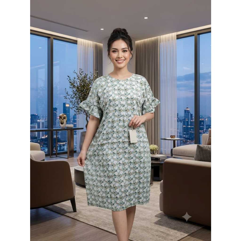 RUFFLE SLEEVE DRESS*