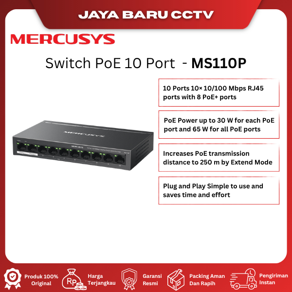 Mercusys MS110P Plug And Play 10 Port Poe Switch พร้อมการรับประกันอย่างเป็นทางการ - Bandung