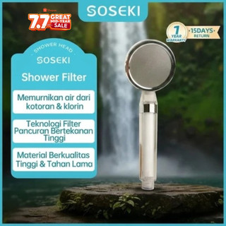 SOSEKI Shower Filter Shower Head Penyaring Air Bersih Dechlorination & Sediment Filter Pemurni Air Kamar Mandi Anti Klorin, Melembutkan Kulit & Rambut Sehat