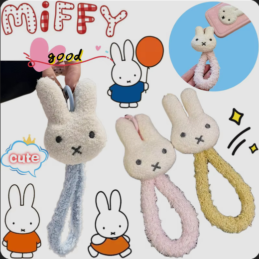 GANTUNGAN พวงกุญแจ Miffy พวงกุญแจ Miffy พวงกุญแจเชือกเส้นเล็กโทรศัพท์กระต่าย Miffy