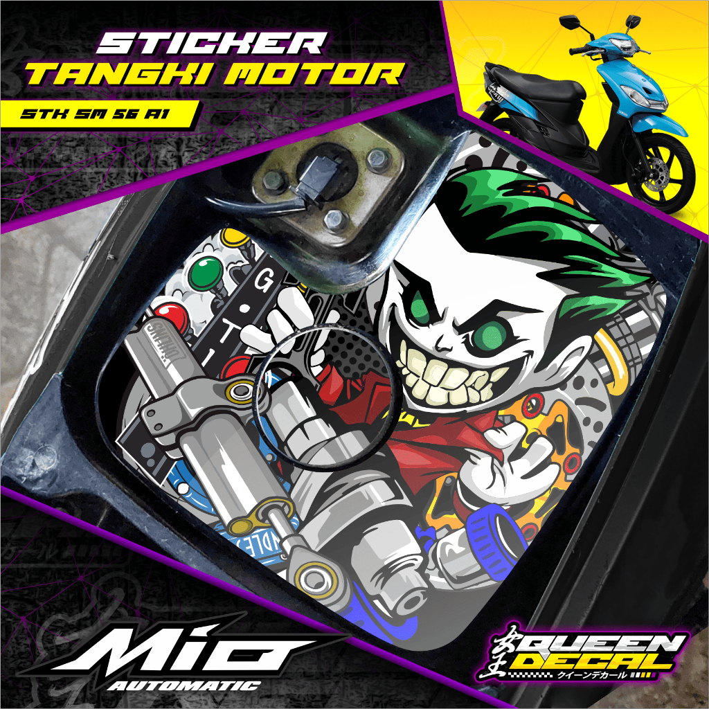 Mio Sporty Motorcycle Fuel Tank Cover Sticker with Small Joker X Anime Design - Anti-Fade Mio Sporty