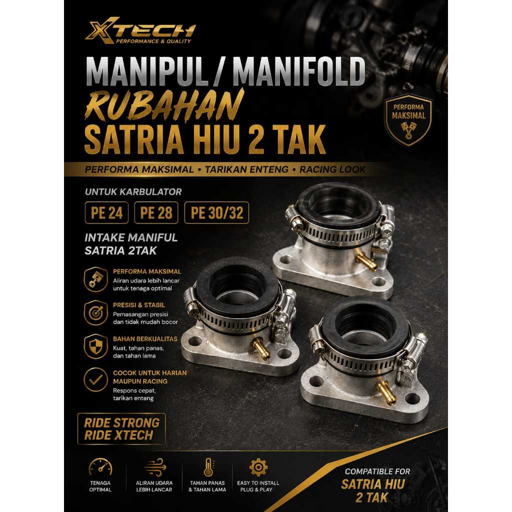 MANIPUL/MANIFOLD CHANGE SATRIA HIU 2-STROK PE 24 PE 28 PE 30/32/INTAKE MANIFUL SATRIA 2-STROOKE RXTECH