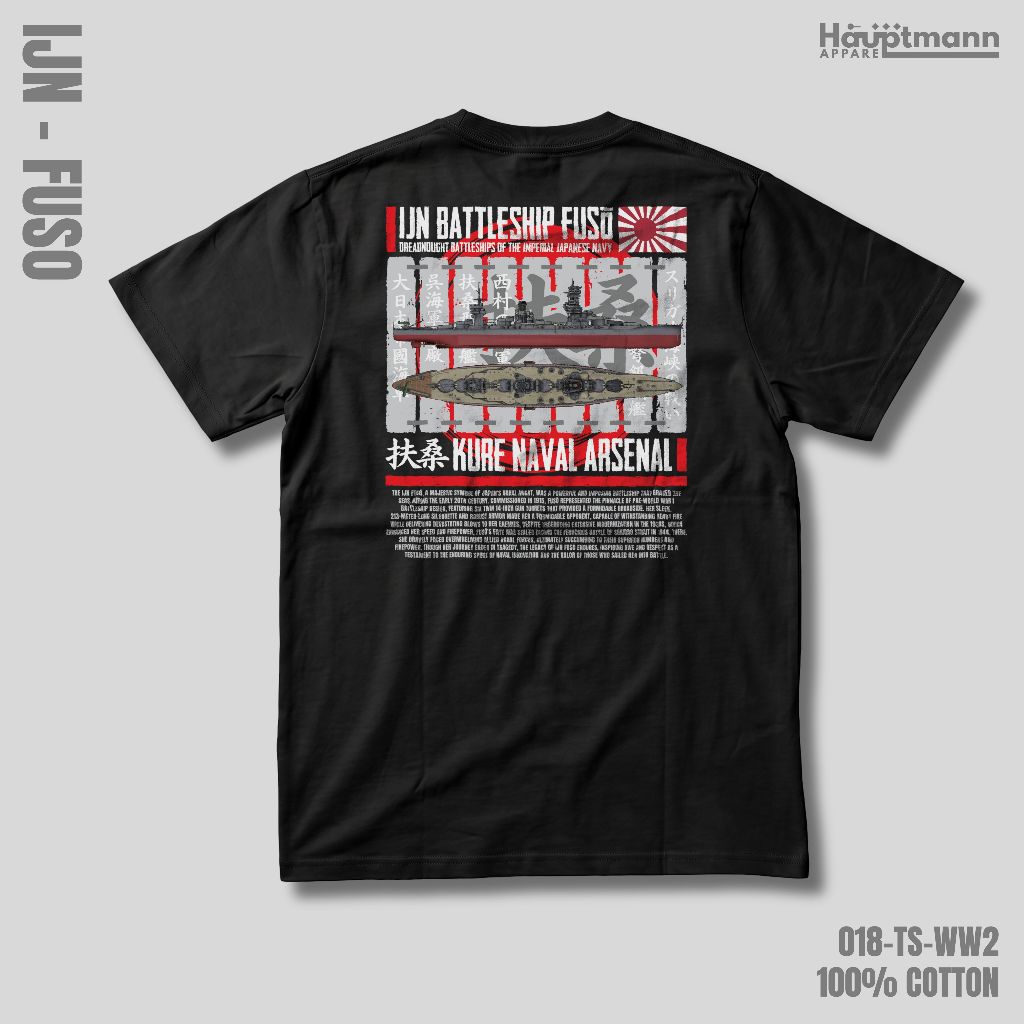 Hauptmann - เสื้อยืด Unisex - IJN Fuso - Battleship - WWII - Cotton 100% - Premium - 018