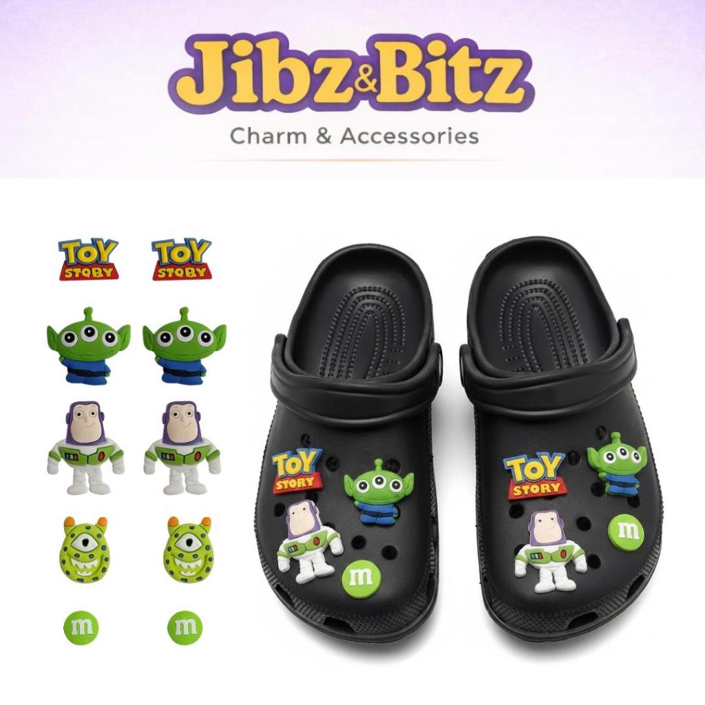 Jibz & Bitz - Cute STORY Character Shoe & Sandal ตกแต่งสําหรับตกแต่งรองเท้าแตะกบแบบยืดหยุ่นและสร้างส