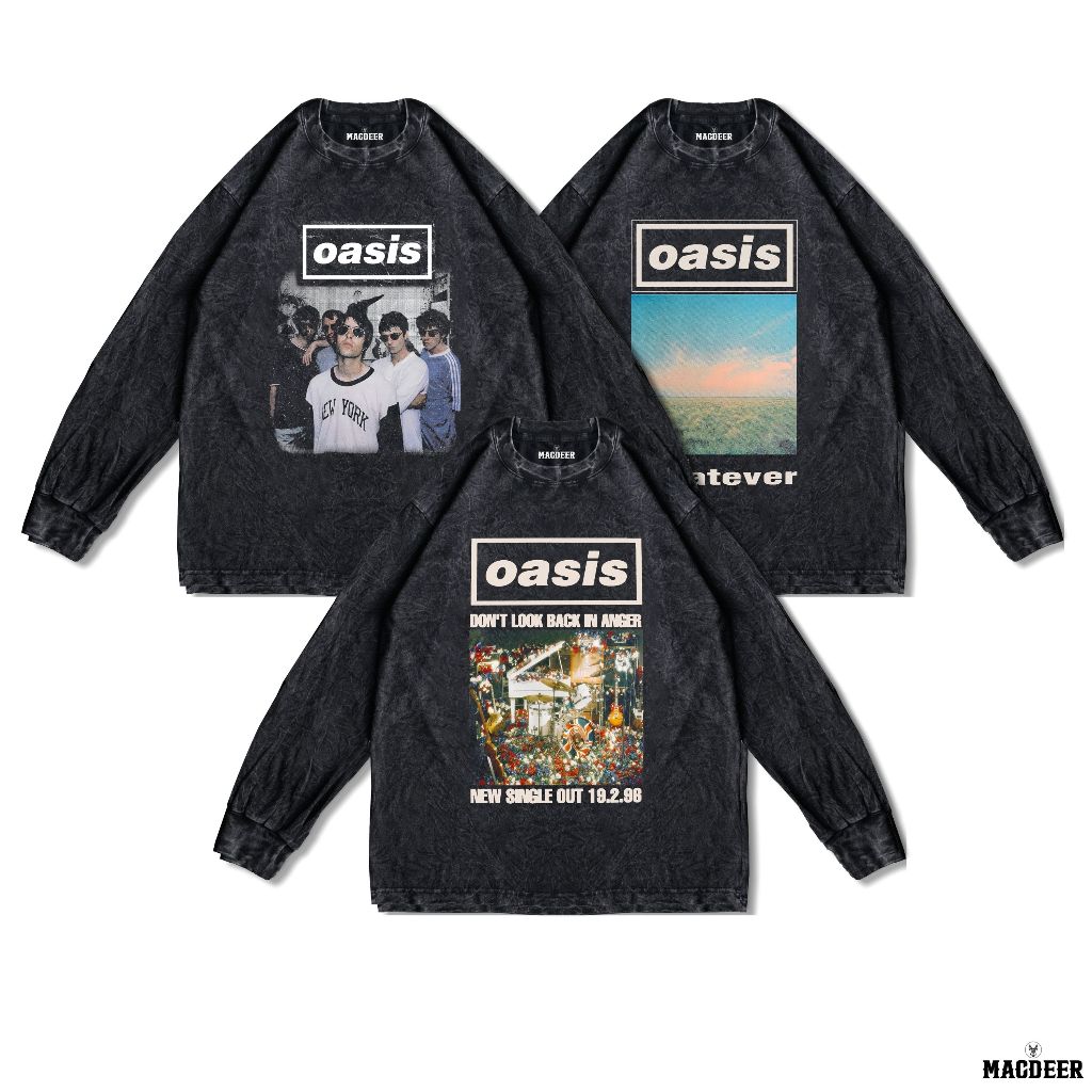 MACDEER OASIS X เสื้อยืดแขนยาวล้างแขนยาว Oversize OASISX 1-5