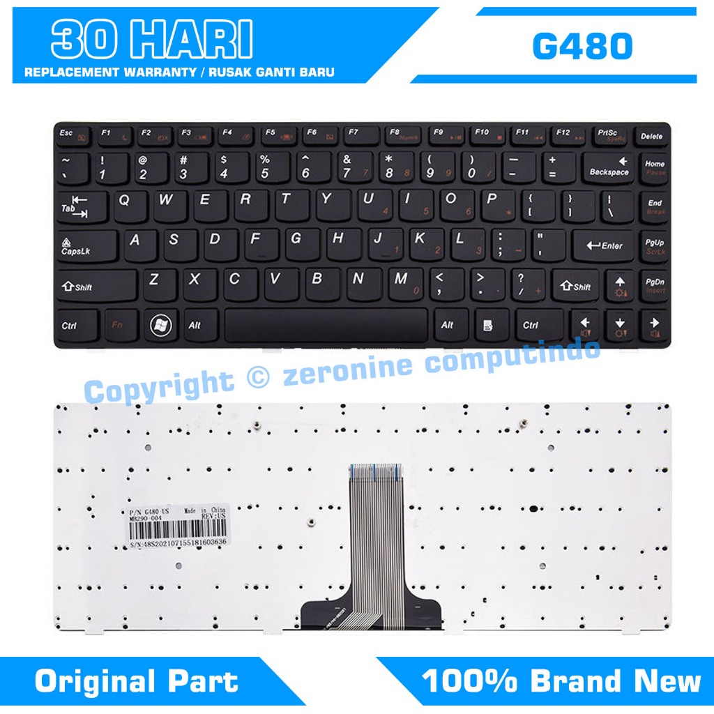 แป้นพิมพ์ LENOVO G480 G485 G490 G490A Z380 Z480 Z485
