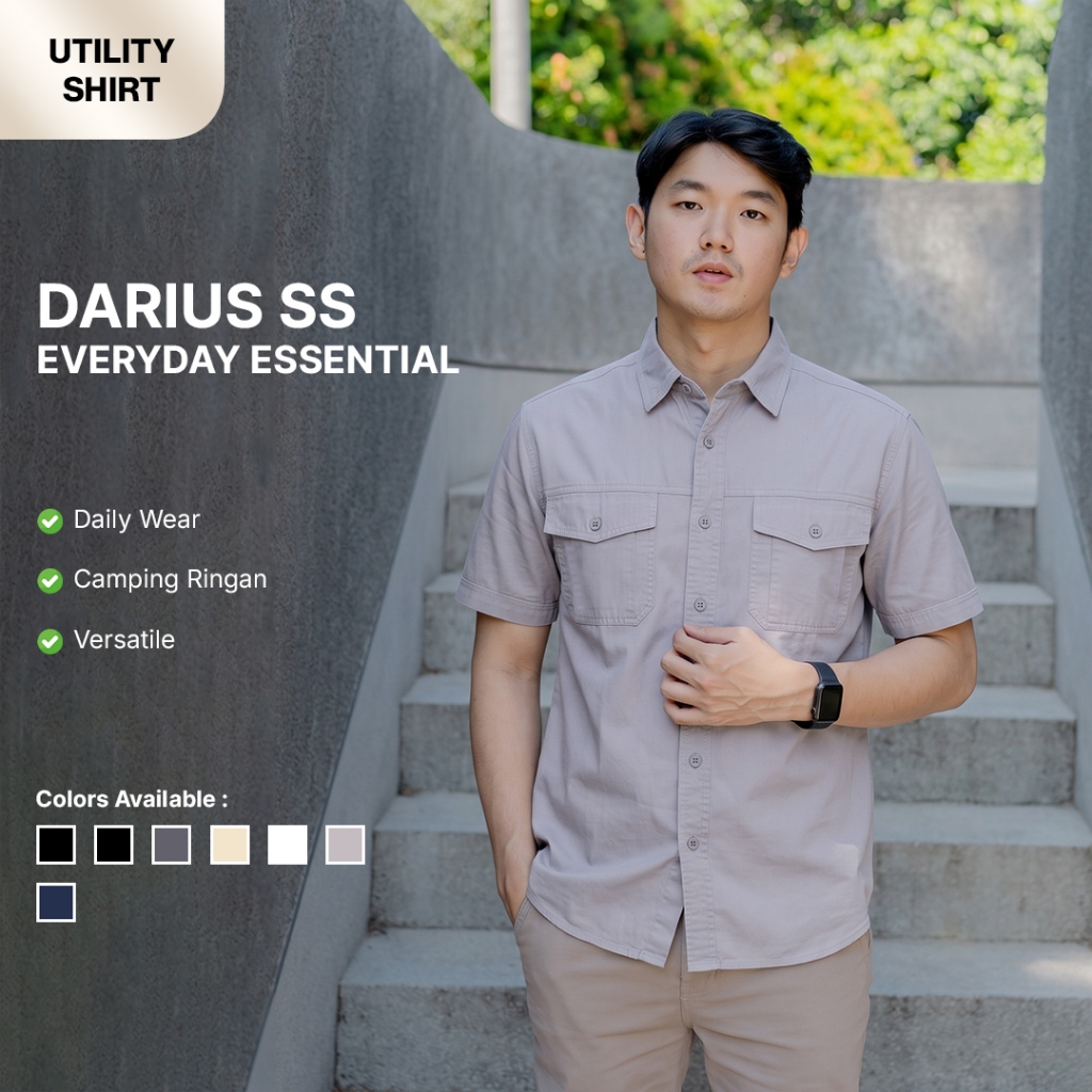 KEMEJA Coop Design - Darius Outdoor Safari Tactical Workshirt Baby Canvas Short Sleeve Mens Shirt