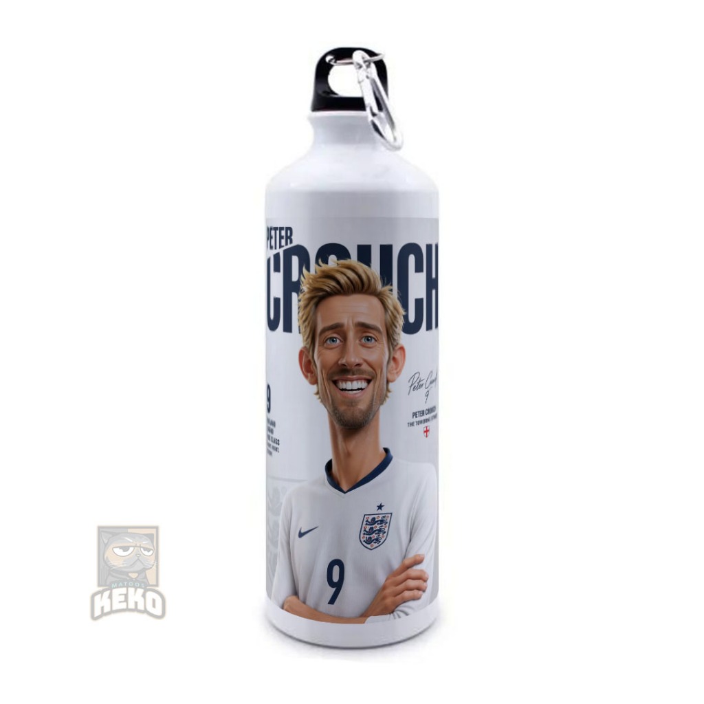 Peter Crouch 3D Cartoon Art The Towering Football Icon Sport Bottle