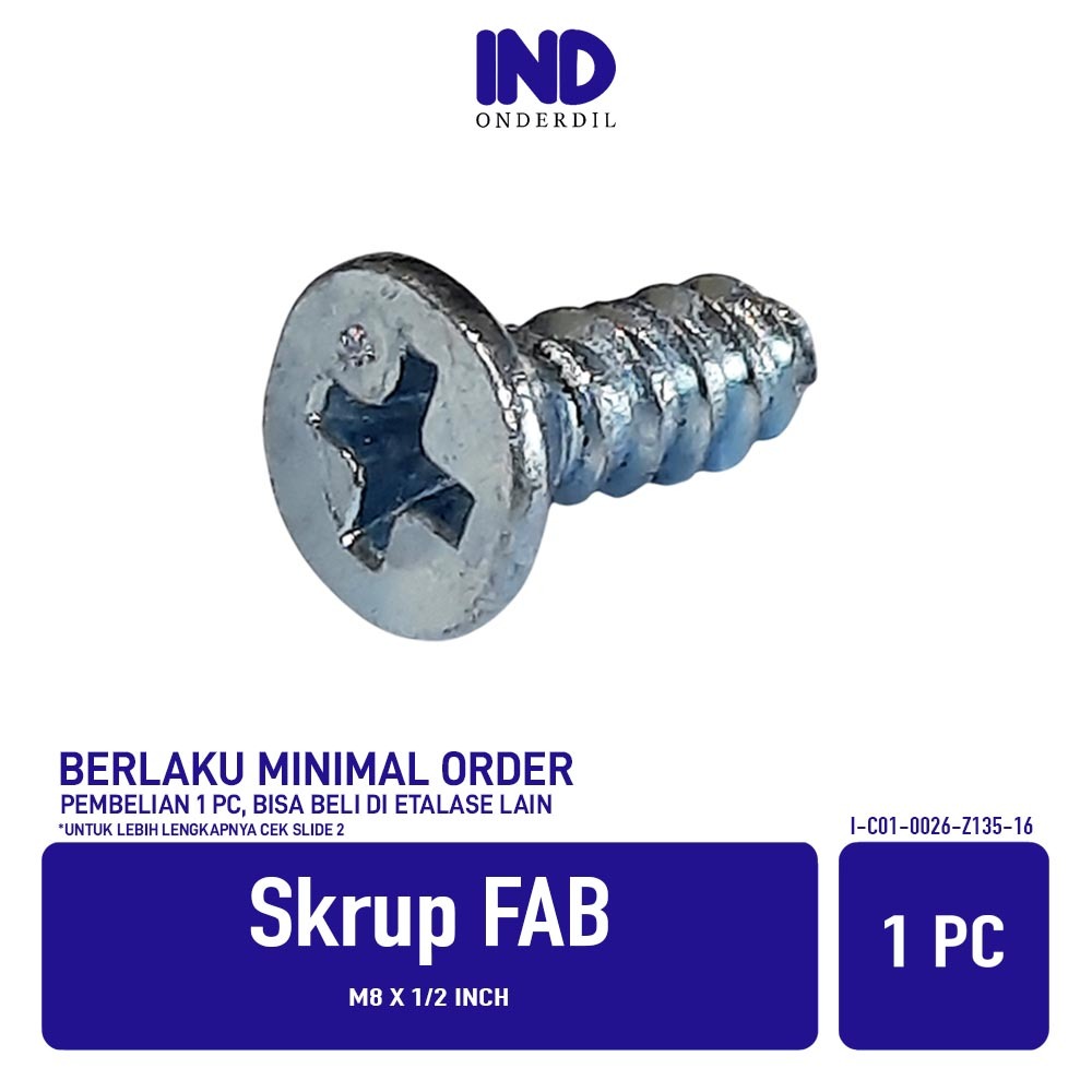 WHOLESALE FAB สกรู M8 x 1/2 นิ้วสลักเกลียว Self Tapping สกรู Harden Phillips หัวแบน F + AB 8 มม. x 1