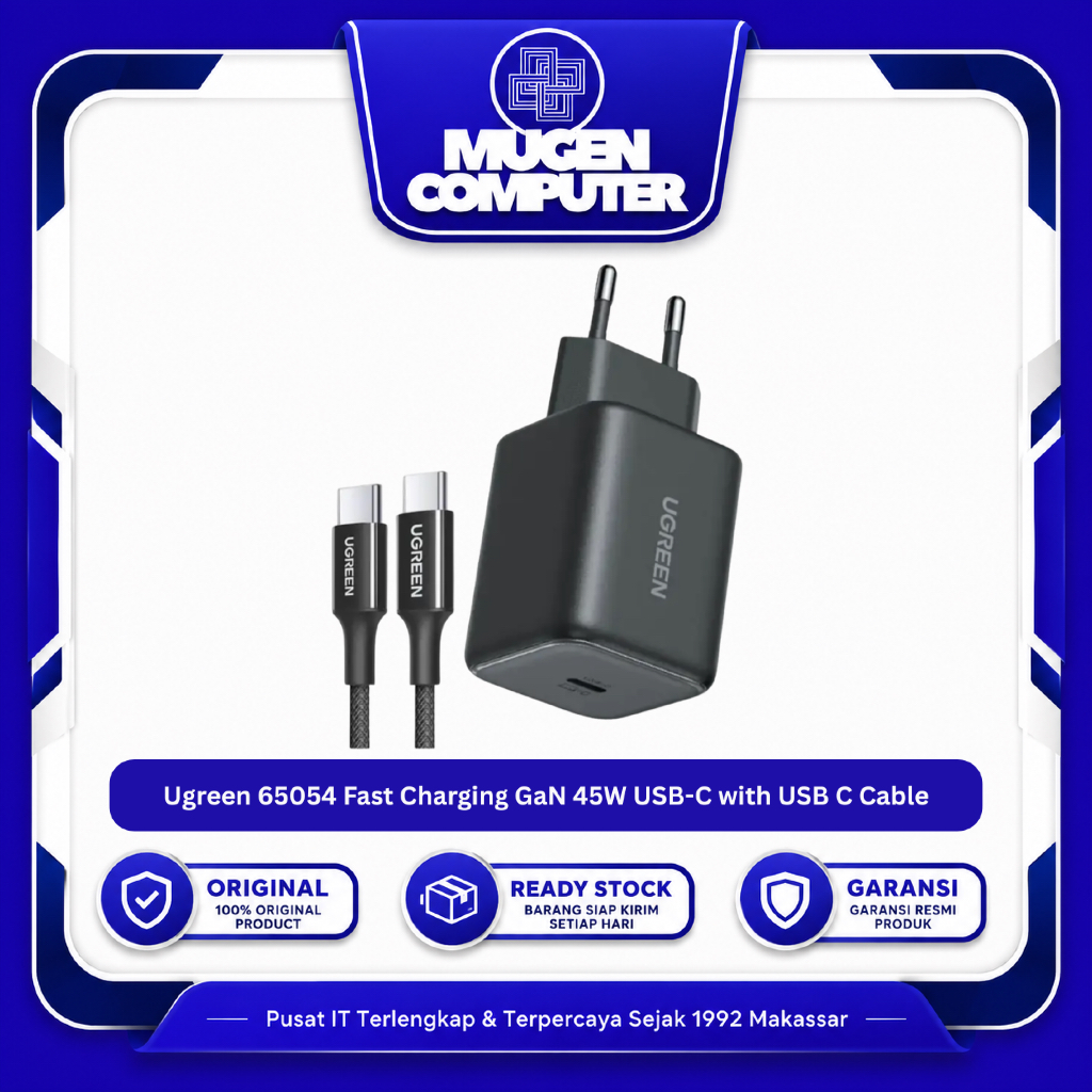 Ugreen 65054 ชาร์จเร็ว GaN 45W USB-C พร้อมสาย USB C
