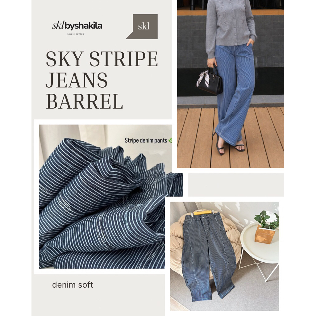 Sklbysakila - Sky Soft Jeans Barrel Stripe