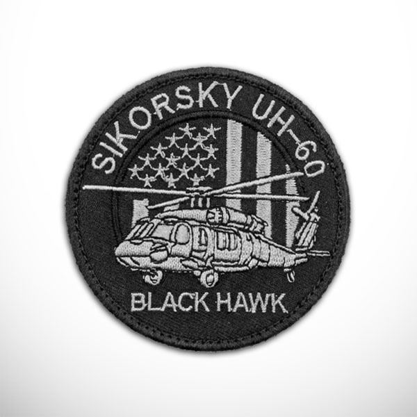 Patch UH-60 Black Hawk เย็บปักถักร้อยสัญลักษณ์โลโก้ Insignia Sikorsrky Blackhawk ทหารเฮลิคอปเตอร์ US