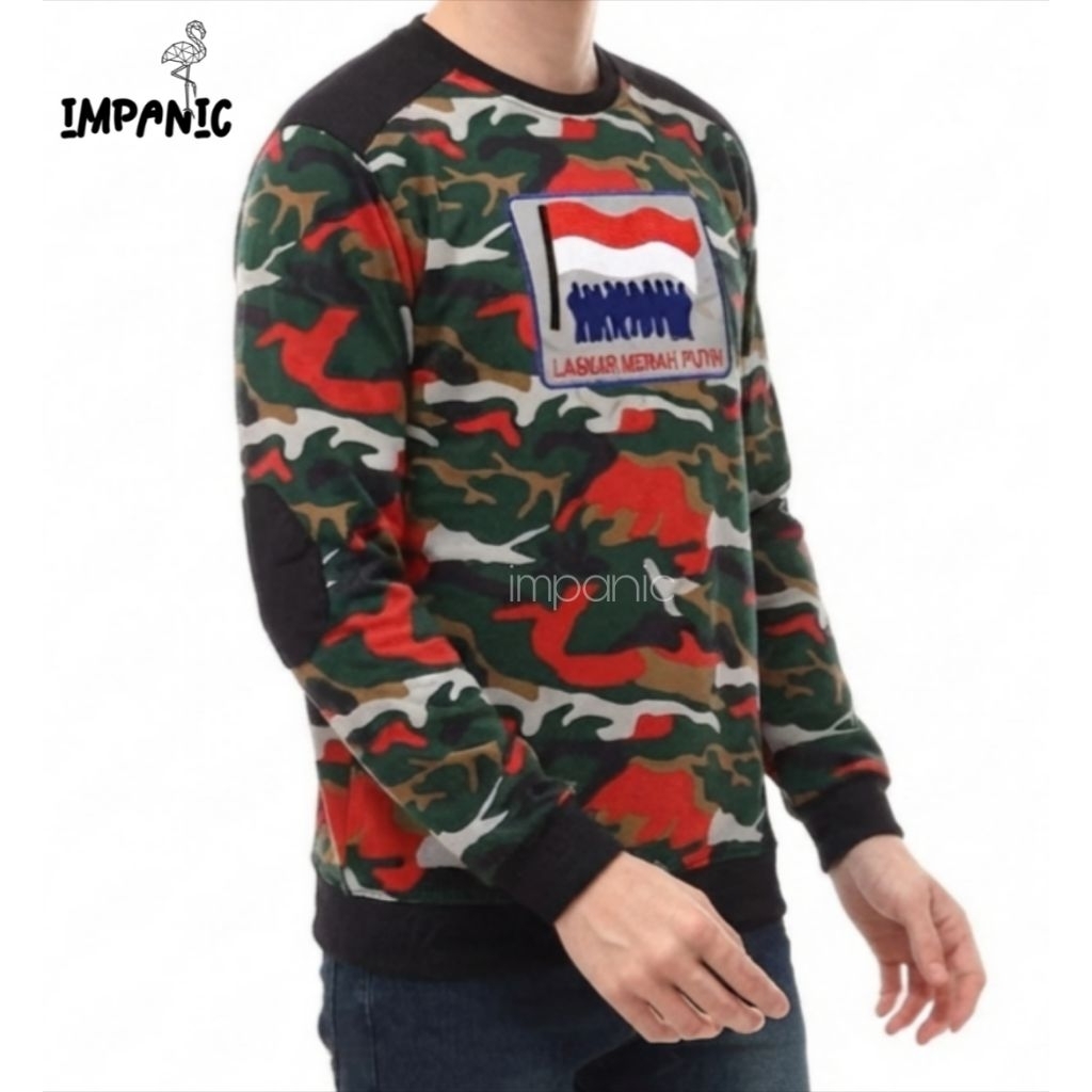 MERAH RED AND WHITE LASKAR CAMO T-SHIRT LONG SLEEVE LMP CAMO T-SHIRT