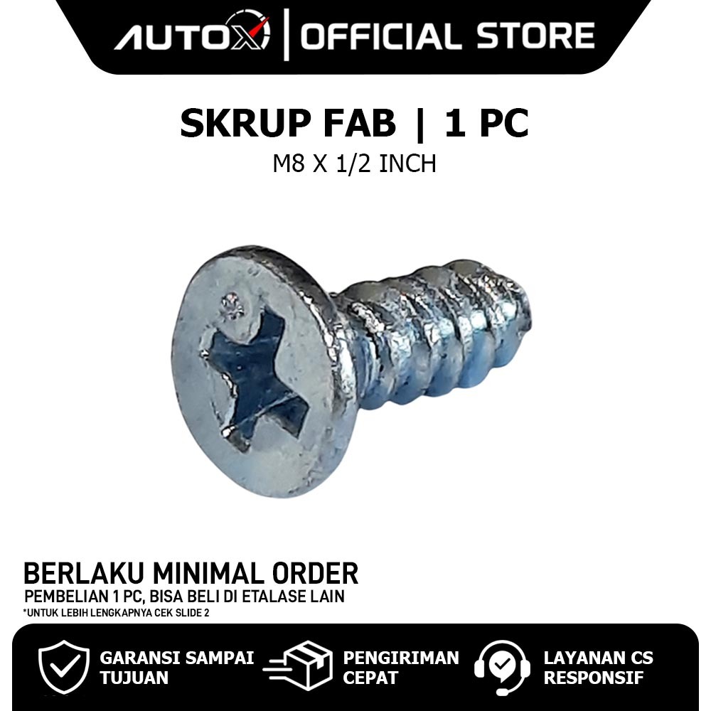 WHOLESALE FAB สกรู M8 x 1/2 นิ้วสกรูแตะตัวเอง Harden Phillips Bolts แบนหัวสลักเกลียว F + AB 8 มม. x 