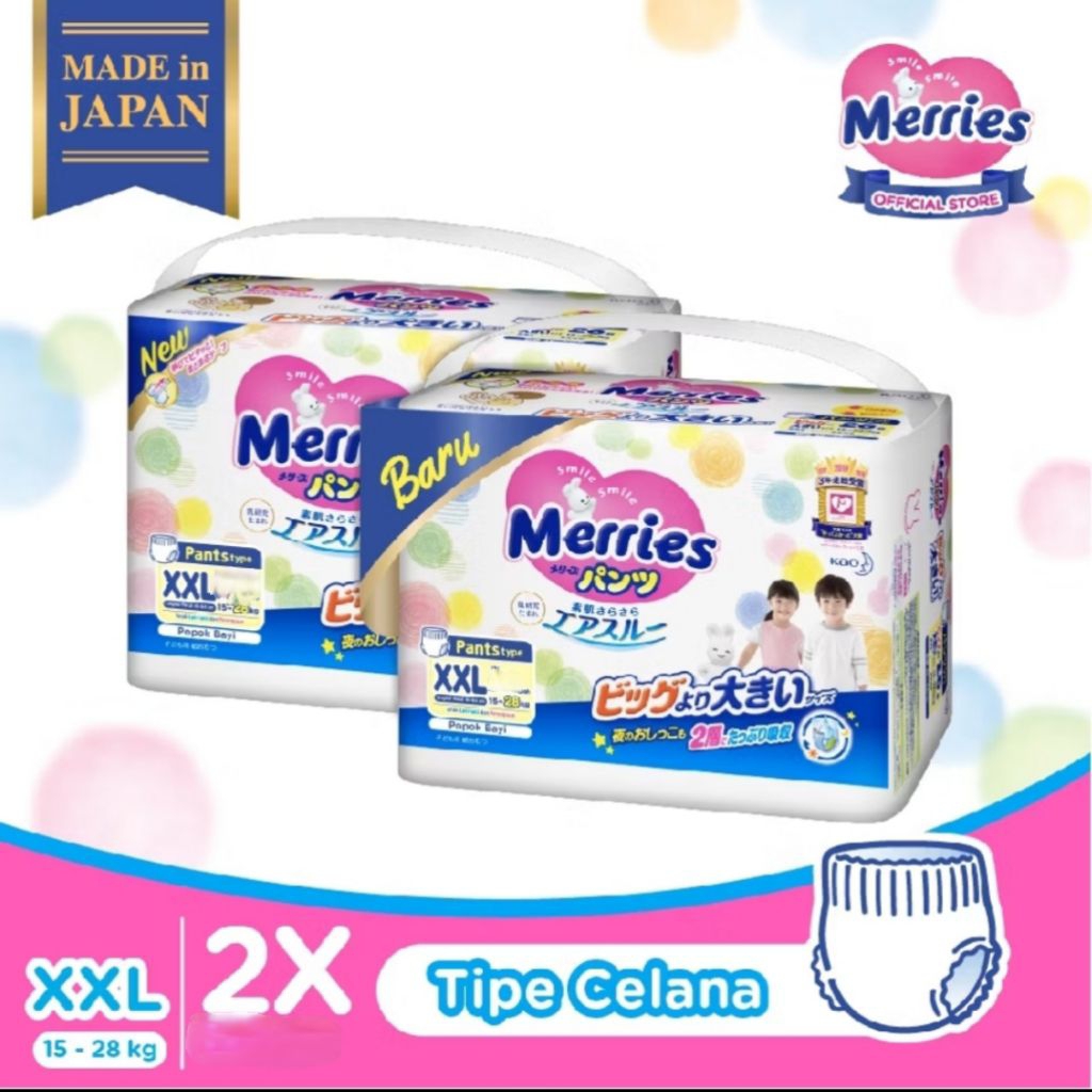 1 pcs & 2 pcs merries ผ้าอ้อมเด็กญี่ปุ่นพรีเมี่ยมกางเกงประเภท 2XL XXL Repac 3xl XXXL Pampers ผ้าอ้อม