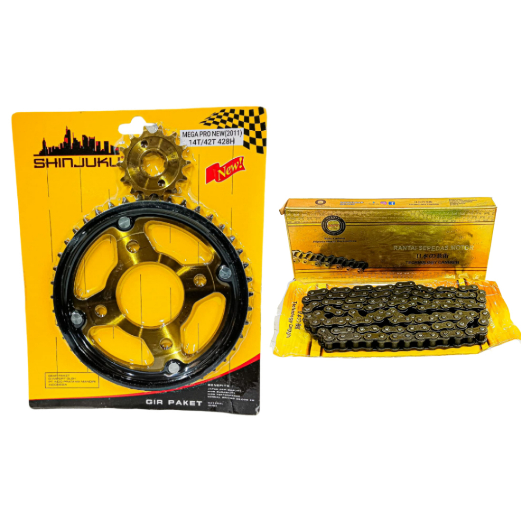 [14T/42T] GEAR PRESS + THICK CHAIN 124 / ชุดเกียร์ PACKAGE MEGA PRO NEW / OLD - CB150 VERZA - SONIC 