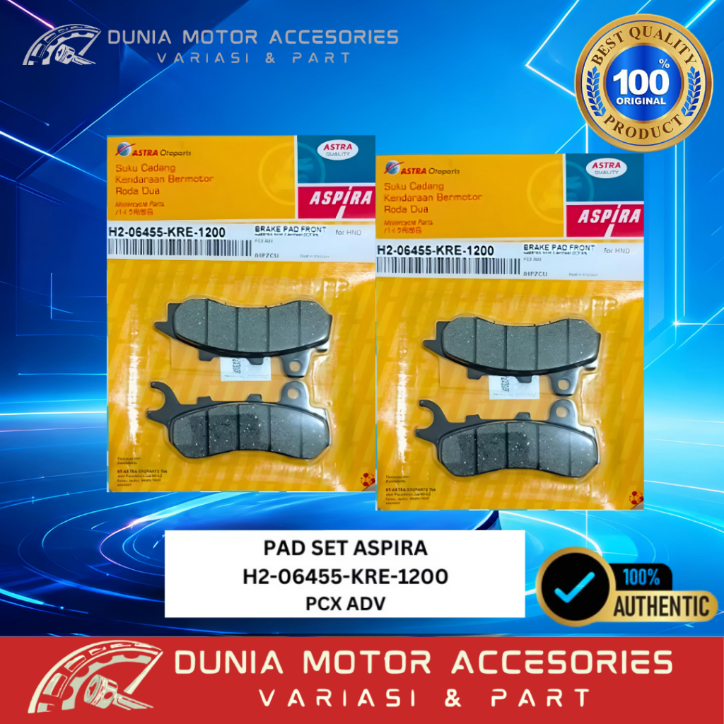 ผ้าเบรค H2-06455-KRE-1200 Aspira Original Diskpad Dispad DIscpad PCX(2017) (FR), ADV (FR) ของแท้