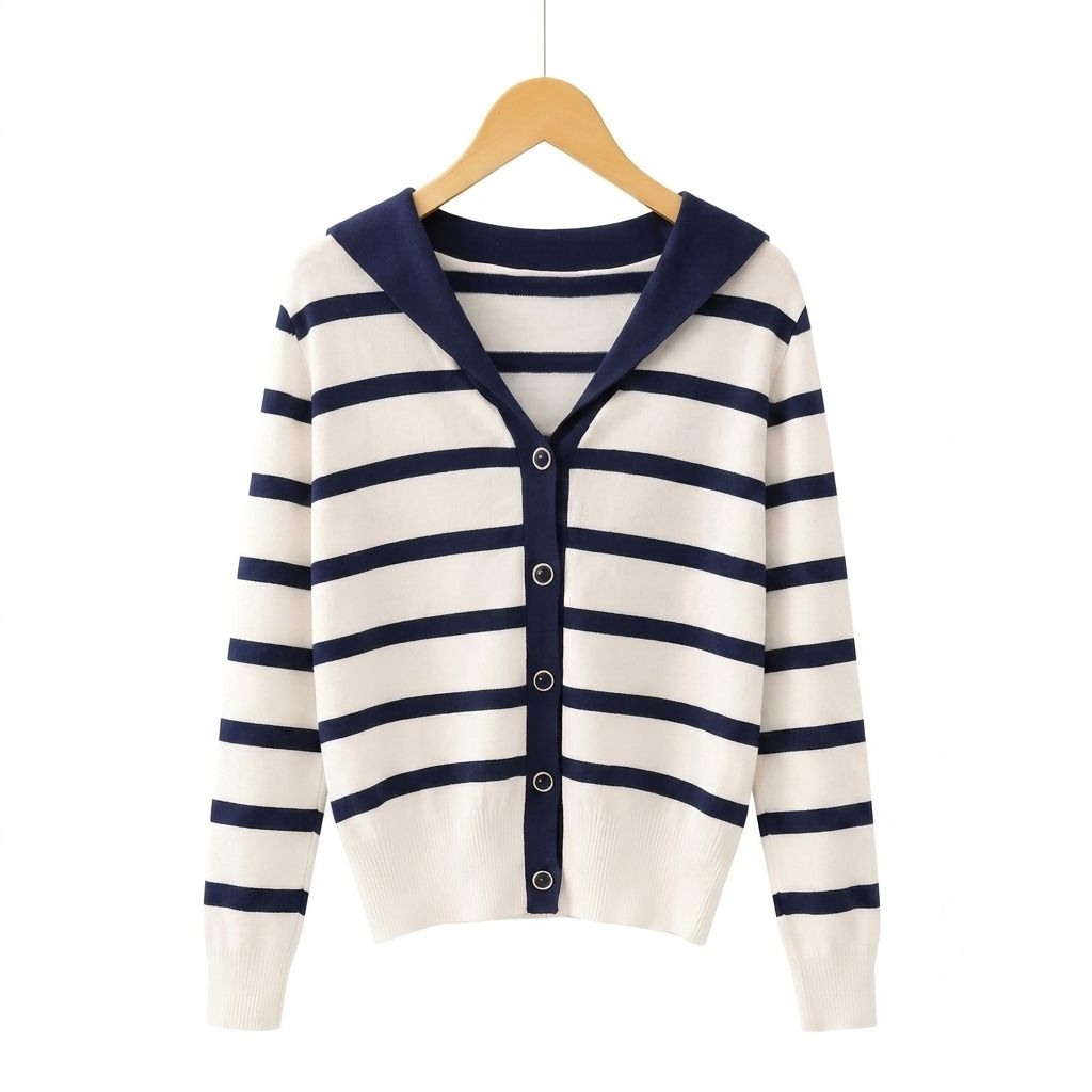 SAILOR NAVY WHITE STRIPE CARDIGAN