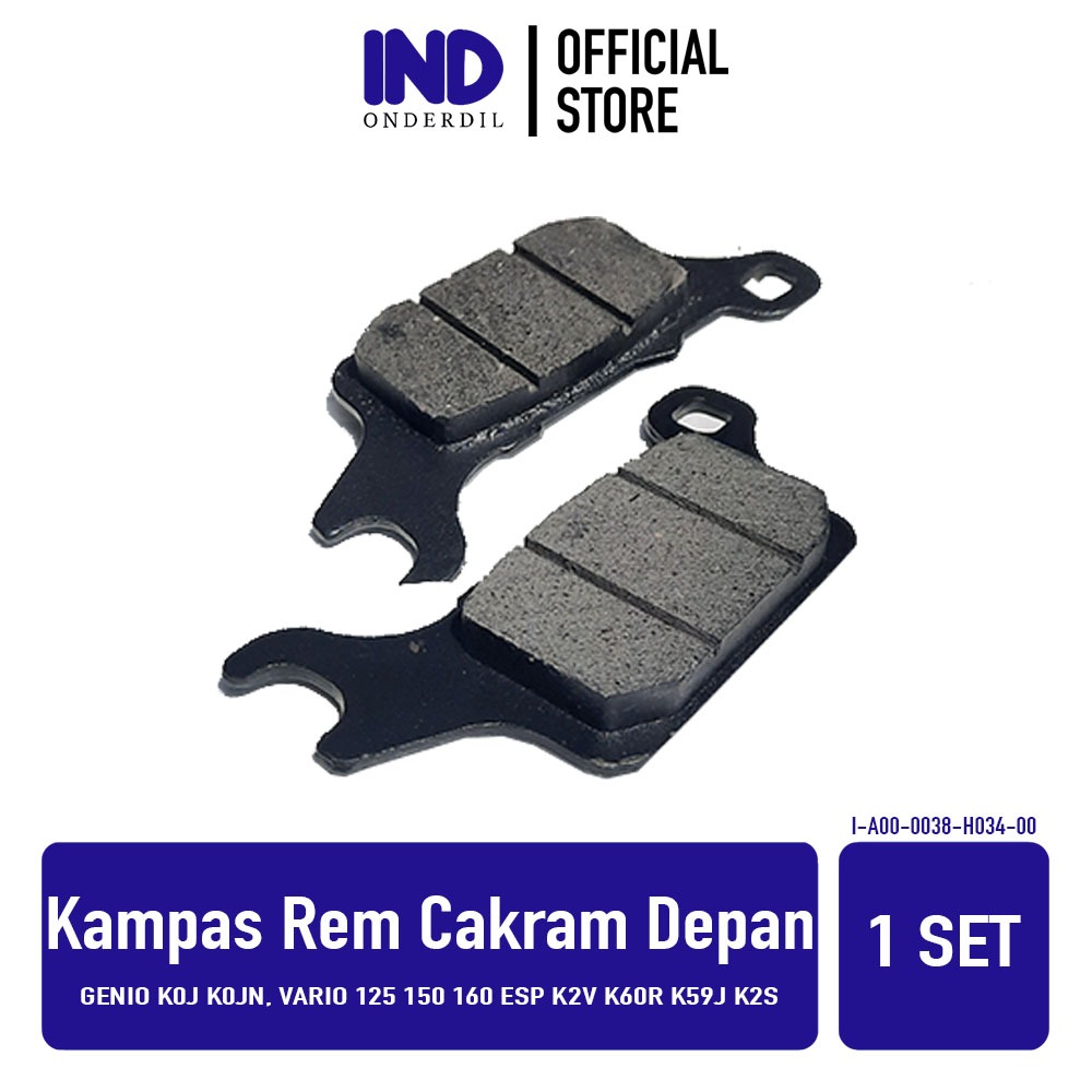 IND ผ้าดิสก์เบรกหน้าอะไหล่ Genio K0J K0JN, Vario 125 150 160 eSP K2V K60R K59J K2S Discpad Canvas Di