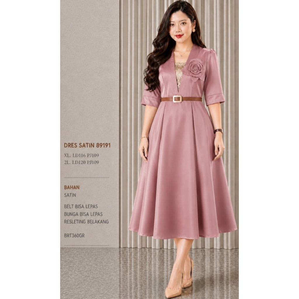 [L-2L]SATIN DRESS-89191