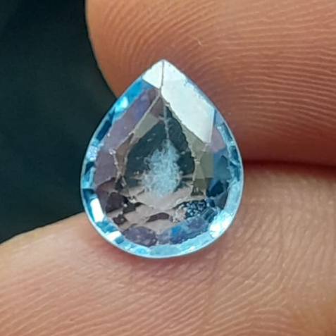 บลูโทพาส สลัว: 10.3 x 8.5 x 3.5มม. 2.4Ct ตัดลูกแพร์ แคทซัม กทม. รหัส A714
