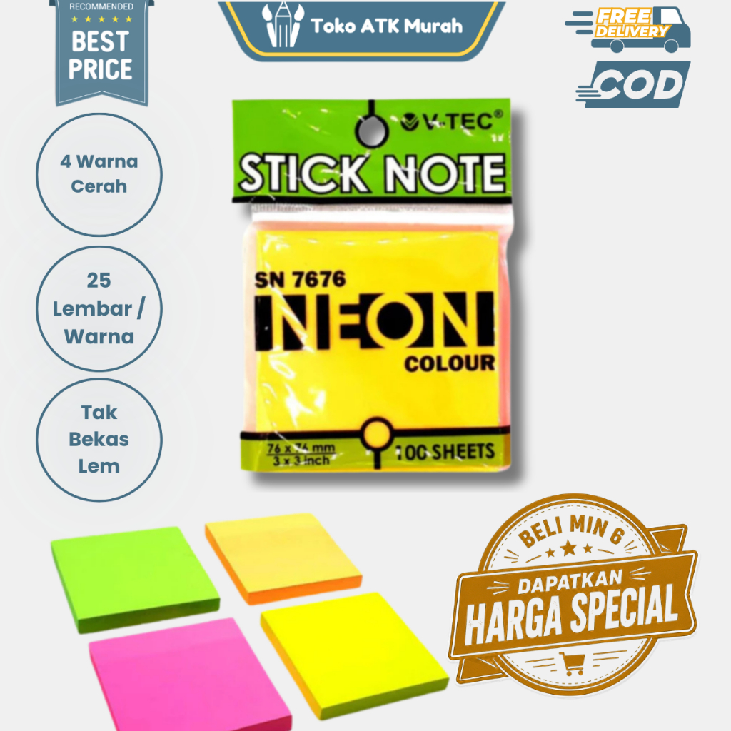 Sticky Note - Stick Note Neon V-Tec SN 7676