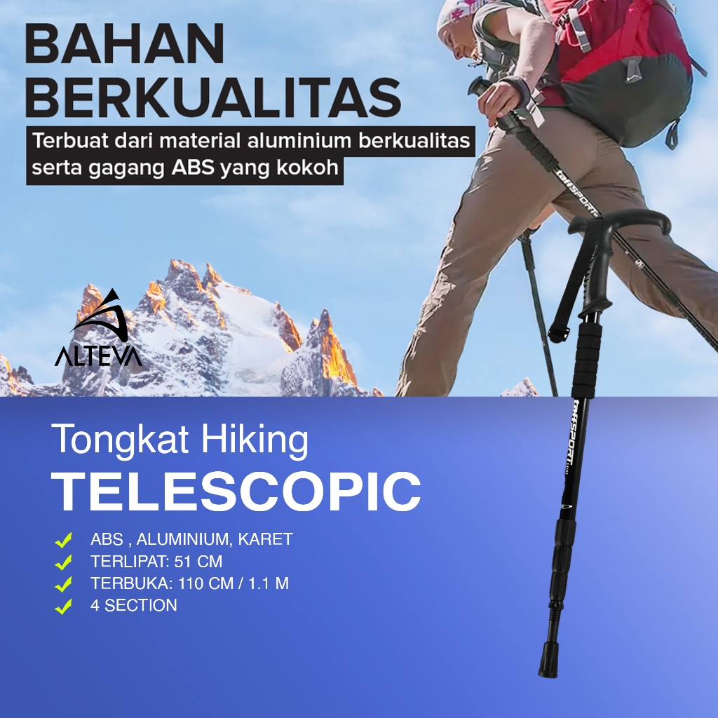 Alteva Trekking Pole พับปรับ Ultralight Trail Run Tracking Stick Handle L เดินป่า 110 ซม.