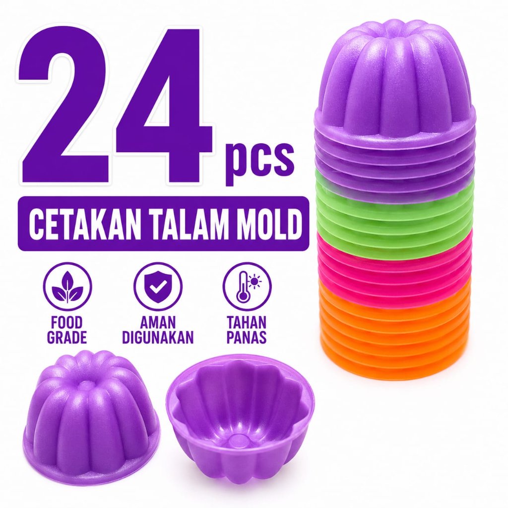 แม่พิมพ์เค้กตาลามขนาดใหญ่ 24 ชิ้น แม่พิมพ์ KH เส้นผ่านศูนย์กลาง 5.5 ซม. สี | แม่พิมพ์พลาสติกเกรดอาหาร | ทาลัม, ใส่ Ayu, เค้กฟองน้ํานึ่งและเค้ก Sweet Miss