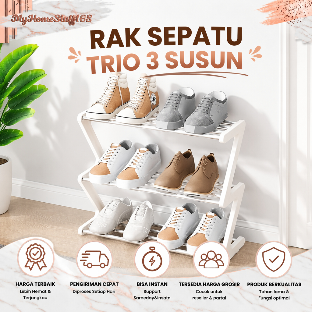 ZIGZAG SHOE RACK / 3-TIER SANDALS RACK / MULTIPURPOSE SHOE RACK Z SHAPE SHOE RACK