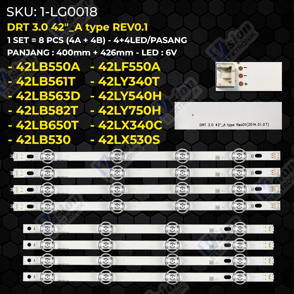 LG TV Backlight 42 นิ้ว 42LB550A 42LB561T 42LB563D 42LB582T 42LB650T 42LB530 42LF550A 42LY340T 42LY5