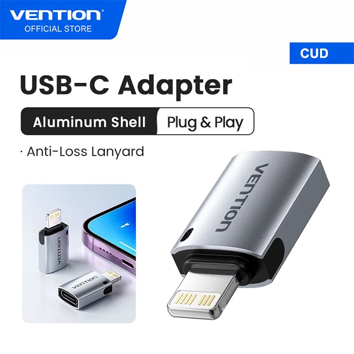 Vention OTG Lightning เป็น USB C Female Adapter Converter iPad iPhone