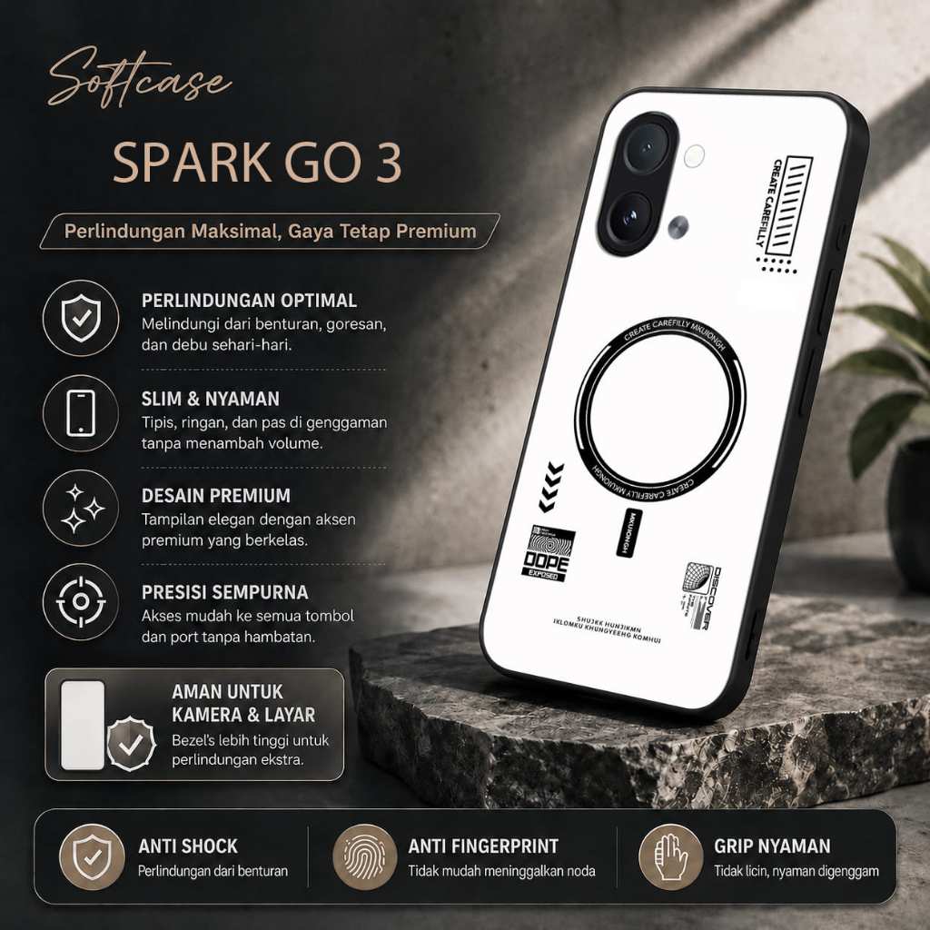 Softcase Glass Glitter สําหรับ Tekno Spark Go 3 - ปลอก Hp Tekno Spark Go 3 - เคสป้องกัน Hp Tekno Spa