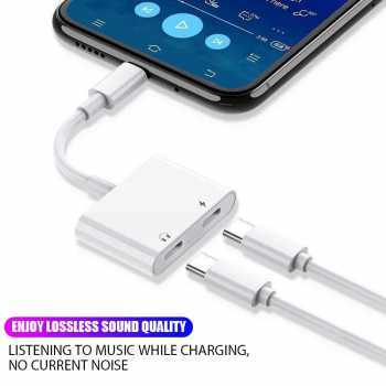 USB Type C Dual Port Music Charging Audio Converter lf23