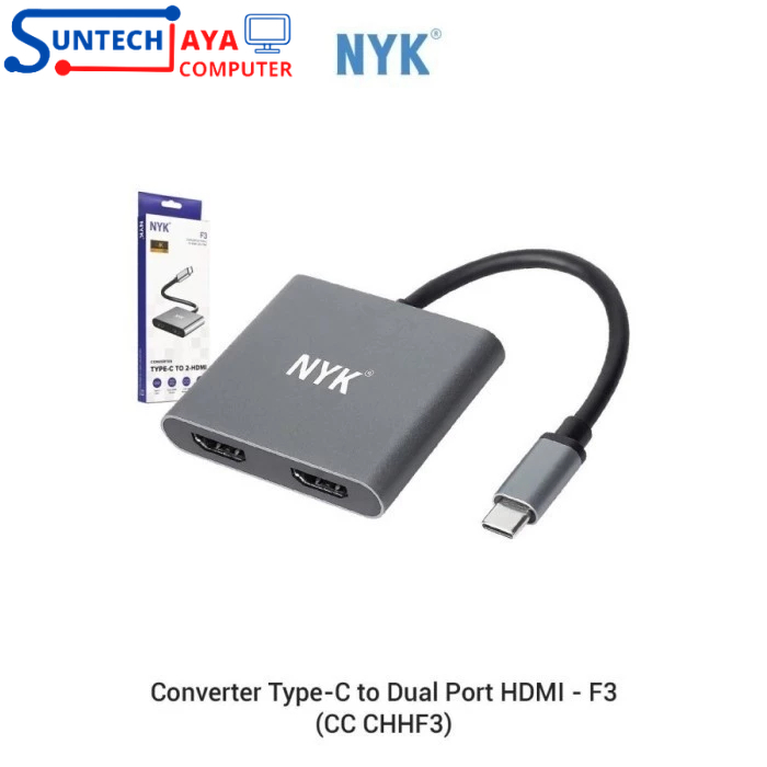 NYK Converter 2 HDMI in 1 USB 3.0 ประเภท C ถึง HDMI 4K 60hz 30hz HUB Dual Port HDMI F3