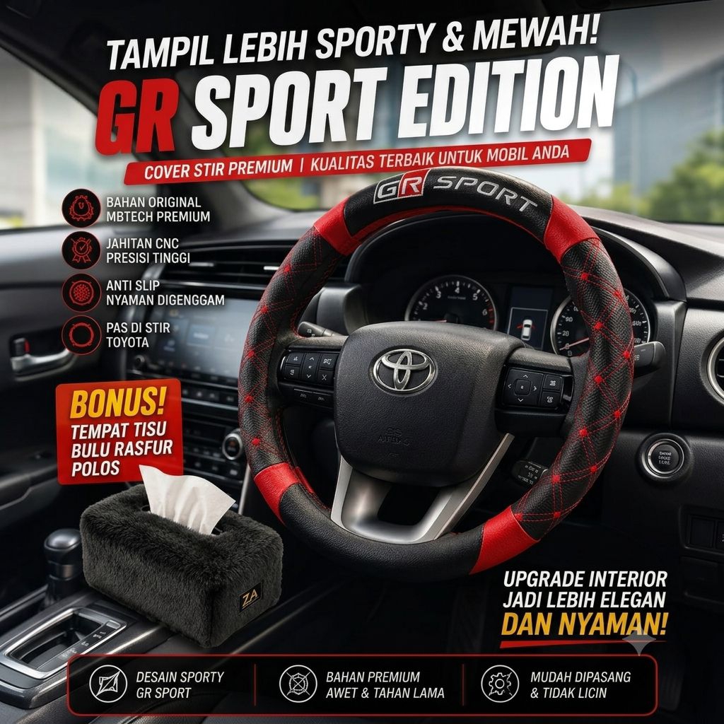 GR กีฬาพวงมาลัยรถ Toyota New Rush Veloz ใหม่ Agya Fortuner Raize Yaris Vios Sienta Calya Hilux Innov