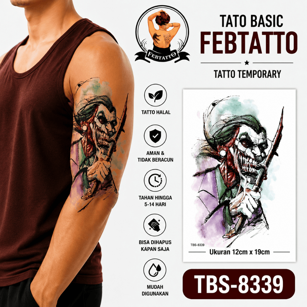 Joker Basic ชั่วคราว Tattoo สติกเกอร์ 12x19 ซม.ฮาลาลติดทนนานชั่วคราว Tattoo TBS 8339