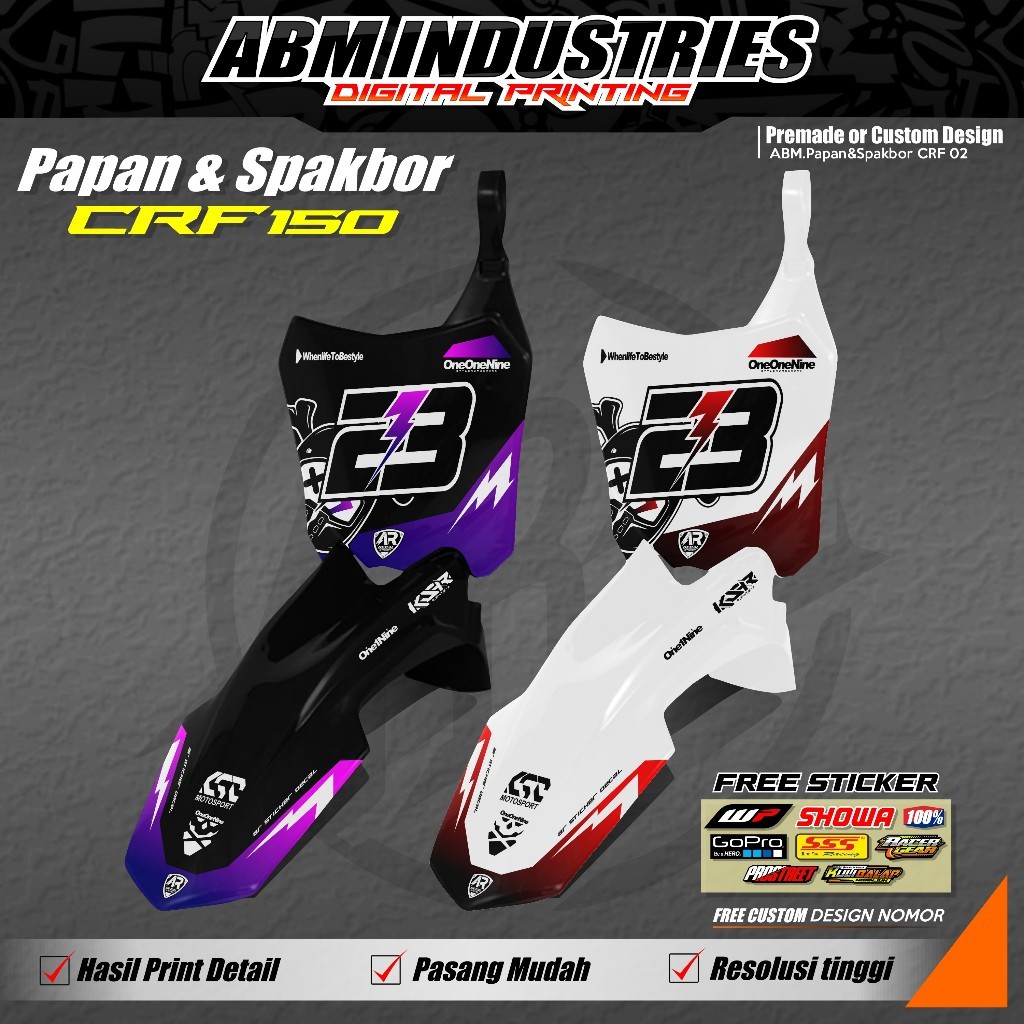 สติ๊กเกอร์ Decal Board & บังโคลนหน้า CRF 150L, CRF 250, CRF 450 - สติ๊กเกอร์รูปลอก START BOARD + Fen