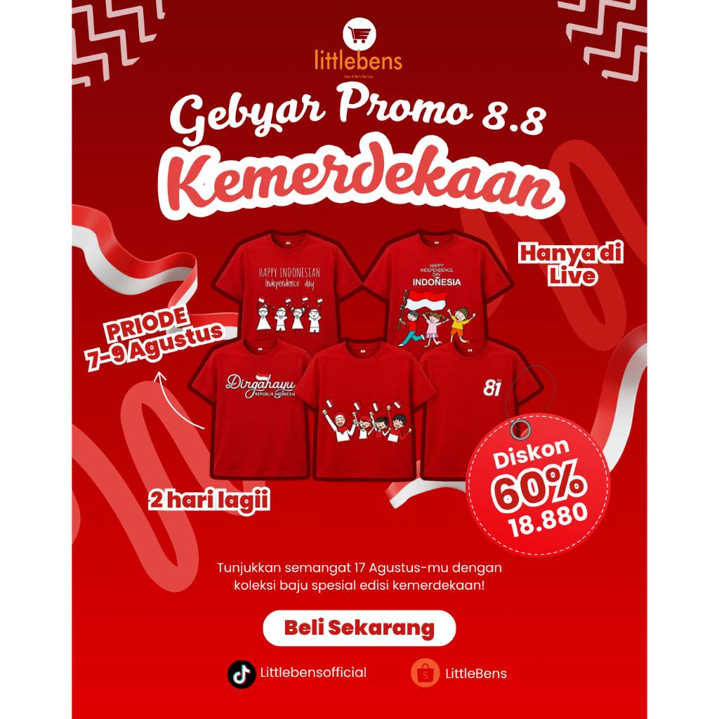 เสื้อยืด REDEEM INDEPENDENCE 18.880 THOUSAND พิเศษเฉพาะใน LIVE 8.8 AUGUST SYARAT & TERMS (อ่านคําอธิ