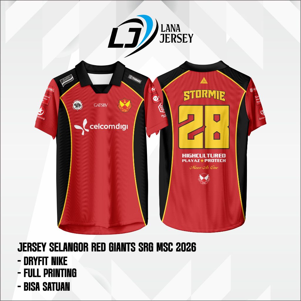 ล่าสุด SRG Persenor Red Giants 2026 MCS/GOF Jersey พร้อมชื่อนิโคและหมายเลขด้านหลังที่กําหนดเองฟรี