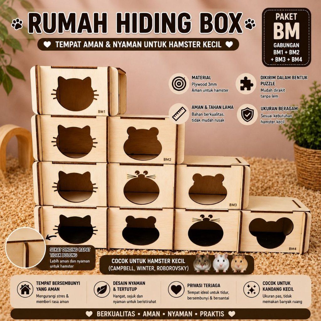 (BM Package) BUNDLING PACKAGE] Hamster Hiding Box House - BM1 Complex Set + BM2 + BM3 + BM4