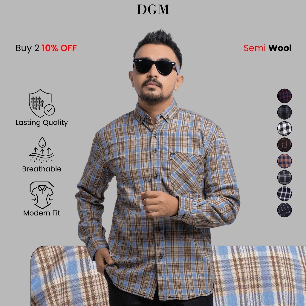 KEMEJA DGM Mens Premium Long Sleeve Flannel Shirt Mens Flannel Long Shirt Flannel Plaid Shirt Modern
