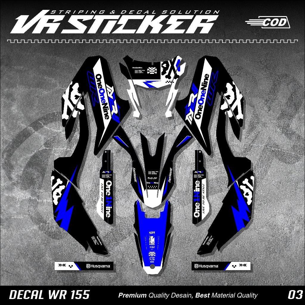 Yamaha WR 155 R Supermoto Surex Full Body Decal สติกเกอร์ฟรีที่กําหนดเองล่าสุด Supermoto Design 03